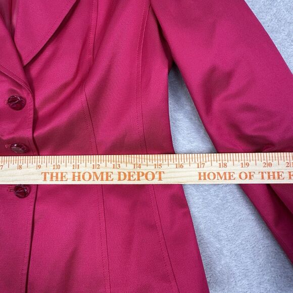 Vtg Talbots Silk Blend Blazer Women 4P Hot Pink Gem Button Career Old Money Chic - Picture 12 of 16